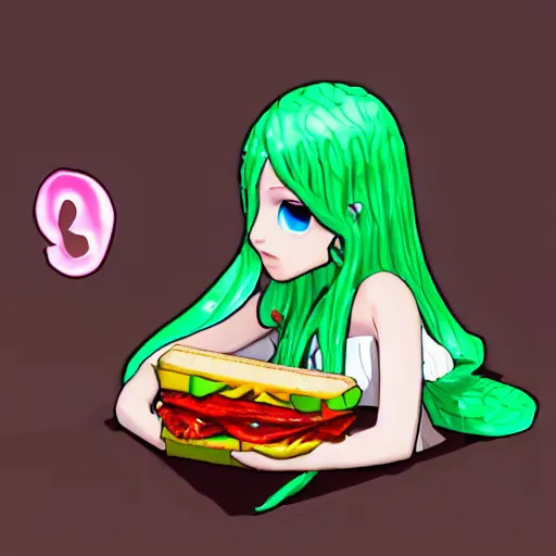 A Slime Girl From A 3D Rpg Game Is Eating A Sandwich Stable Diffusion a-slime-girl-from-a-3d-rpg-game-is-eating-a-sandwich-stable-diffusion