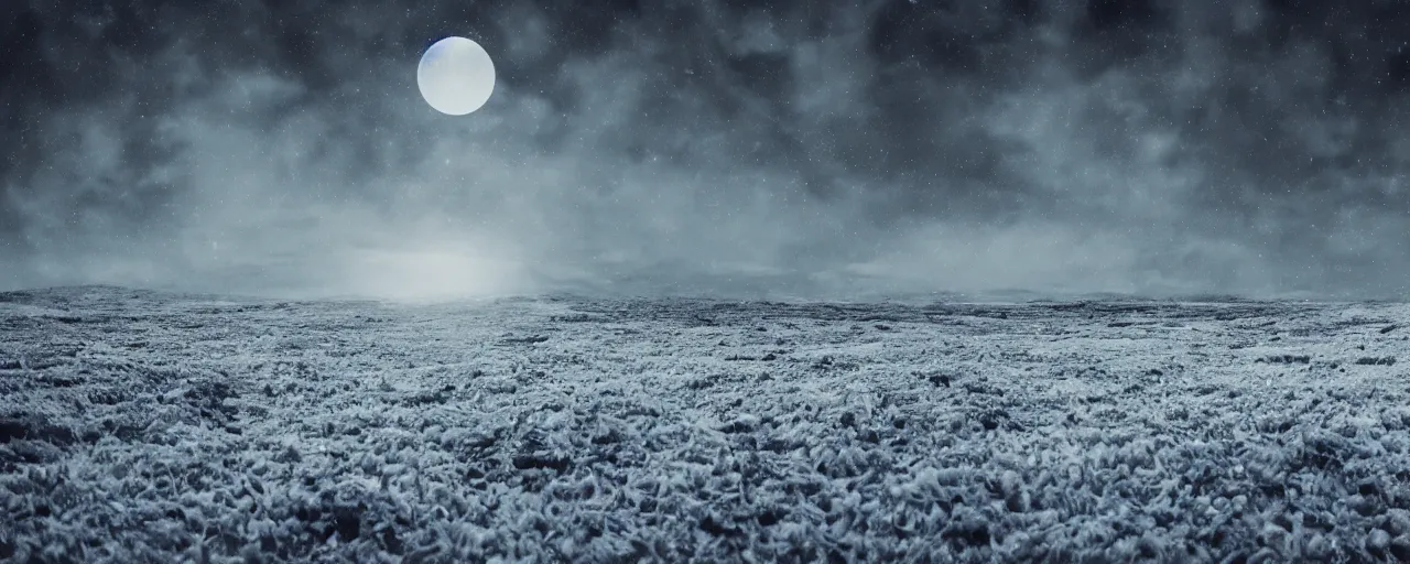 Prompt: a beautiful white landscape with alien life, cinematic