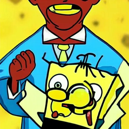 Image similar to Gustavo Fring as a spongebob character