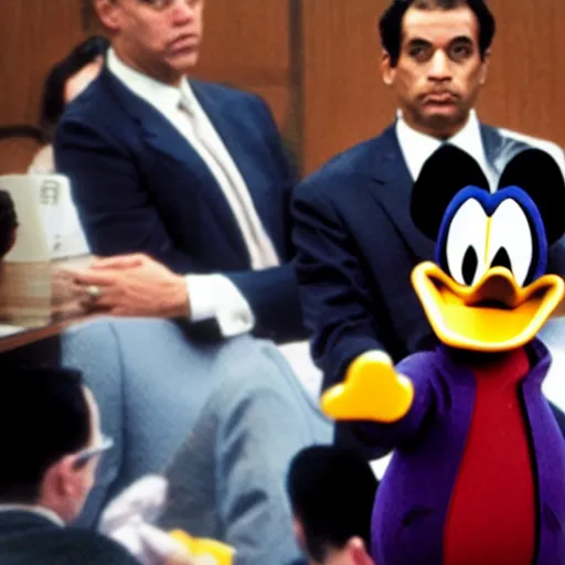 Prompt: donald duck at the O. J. Simpson trials