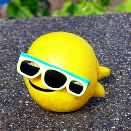 Prompt: A Pixar lemon with sunglasses.