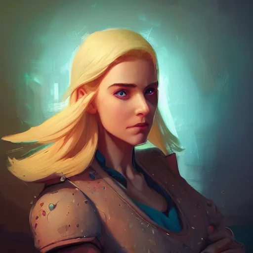 Image similar to beautiful blond woman portrait, maya ali mage, gloomhaven, dynamic lighting, gaudy colors, octane render aesthetic, matte painting concept art, official fanart behance hd artstation by jesper ejsing, by rhads and makoto shinkai and lois van baarle and ilya kuvshinov and rossdraws