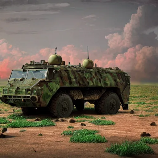 Prompt: Very very very very highly detailed Watermelon - military vehicle with epic weapons, on a battlefield in russian city as background. Less Watermelon a lot more military vehicle, Photorealistic Concept 3D digital art in style of Caspar David Friedrich, super rendered in Octane Render, epic dimensional light