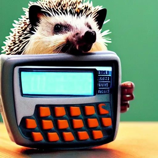 Image similar to a hedgehog using a calculator