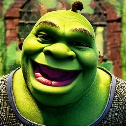 Image similar to shrek as an evil car