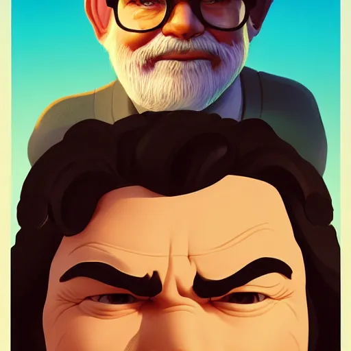 Image similar to face icon stylized minimalist george lucas, loftis, cory behance hd by jesper ejsing, by rhads, makoto shinkai and lois van baarle, ilya kuvshinov, rossdraws global illumination