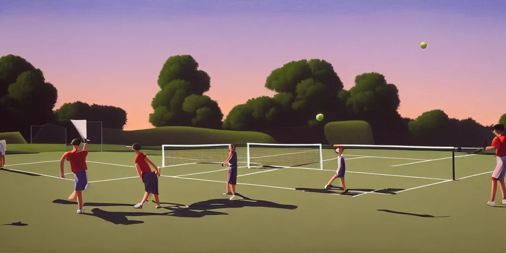 Image similar to tennis game in santa rosa, summer evening, kenton nelson