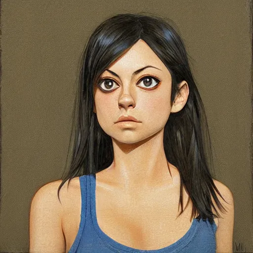 Image similar to anime mila kunis by by Hasui Kawase by Richard Schmid