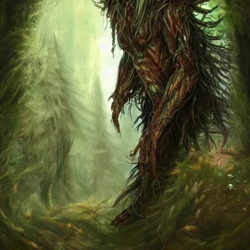 Image similar to a highly detailed portrait of a humanoid creature standing in a fantasy forest concept art