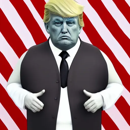 Image similar to hyperrealistic film full body still morbidly obese donald trump, inspired by istvan sandorfi & greg rutkowski & unreal engine, perfect facial symmetry, dim volumetric cinematic lighting, 8 k octane comprehensive render, extremely hyper - detailed, incredibly lifelike attributes, intricate, real flesh texture, masterpiece, artstation, stunning,