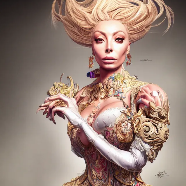 Image similar to the portrait of isabelledeltore as an absurdly beautiful, graceful, elegant, sophisticated, an ultrafine hyperdetailed illustration by kim jung gi, irakli nadar, intricate linework, bright colors, octopath traveler, final fantasy, unreal engine 5 highly rendered, global illumination, radiant light, detailed and intricate environment