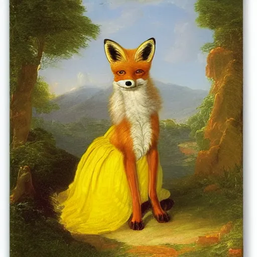 Image similar to A fox in a yellow dress by Thomas Cole, Carl Friedrich Deiker, and Robert Cleminson