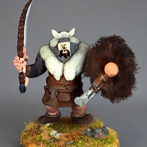 Image similar to hairy barbarian with moose head by johan grenier and studio ghibli