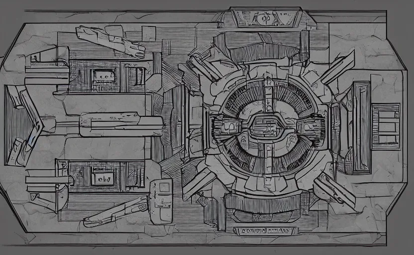 Prompt: schematic for a futuristic sacrificial altar to the horrible god vecna