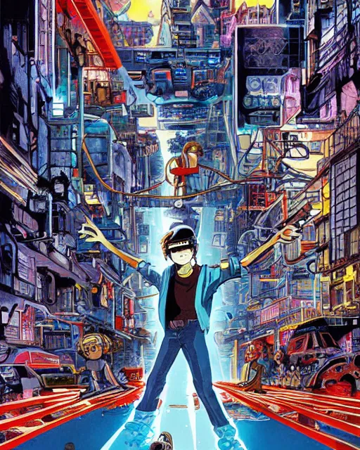 Image similar to ready player one illustration by Hayao Miyazaki