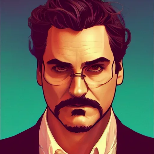 Prompt: Joaquin Phoenix as Tony Stark, ambient lighting, 4k, alphonse mucha, lois van baarle, ilya kuvshinov, rossdraws, artstation