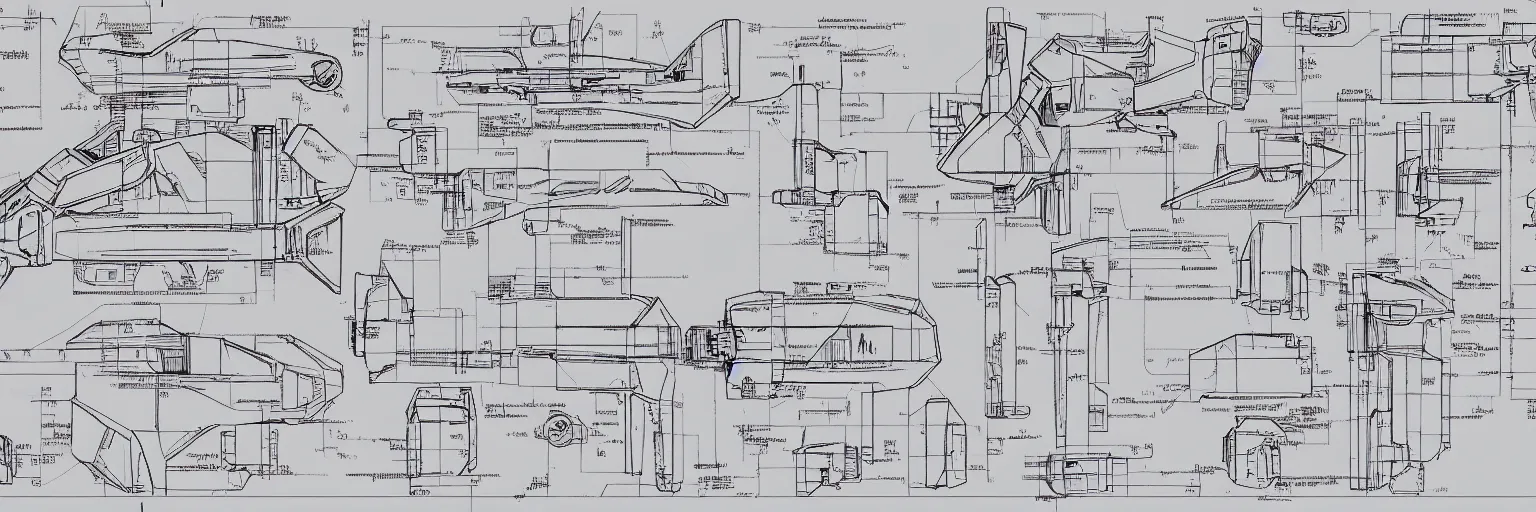 Prompt: highly detailed schematic, technical drawing, GUNDAM frame, parts, annotations