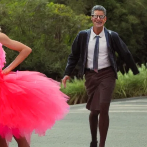 Image similar to jeff goldblum in a tutu,