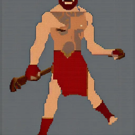 Prompt: pixel art of greek era kratos