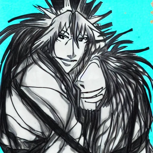 Image similar to anime drawing of lion with black king