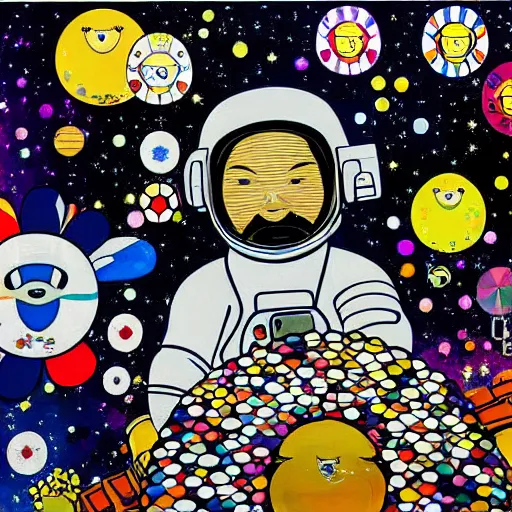 Image similar to astronaut painting by takashi murakami