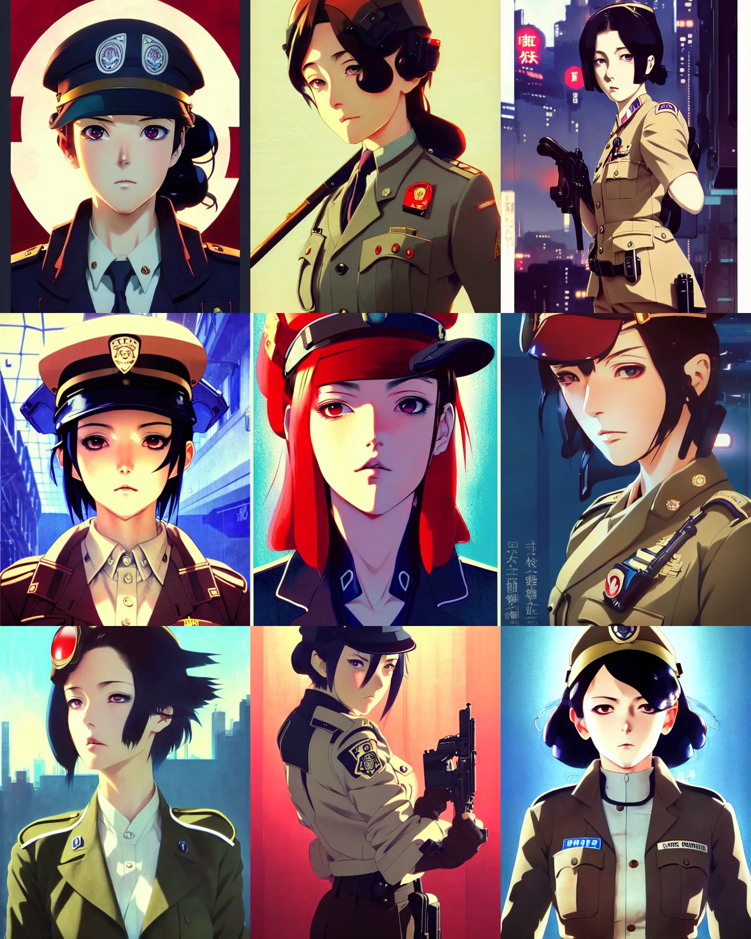 Prompt: A beautiful young anime dieselpunk policewoman || fine-face, handsome face, realistic shaded Perfect face, fine details. Anime. realistic shaded lighting poster by Ilya Kuvshinov katsuhiro otomo ghost-in-the-shell, magali villeneuve, artgerm, Jeremy Lipkin and Michael Garmash and Rob Rey