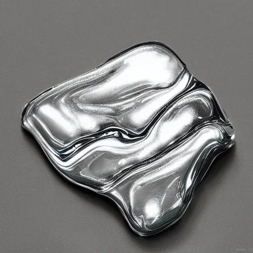 Prompt: abstract impossible chrome gloopy nurb drippy goo sculpture fine art silver jewelry product photo