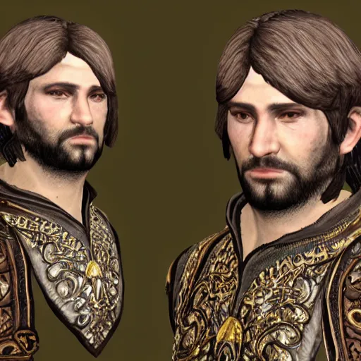 Prompt: kevin hearts face on a character in skyrim, full body image, highly ornate intricate details,