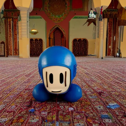 Image similar to bomberman praying in a mosque