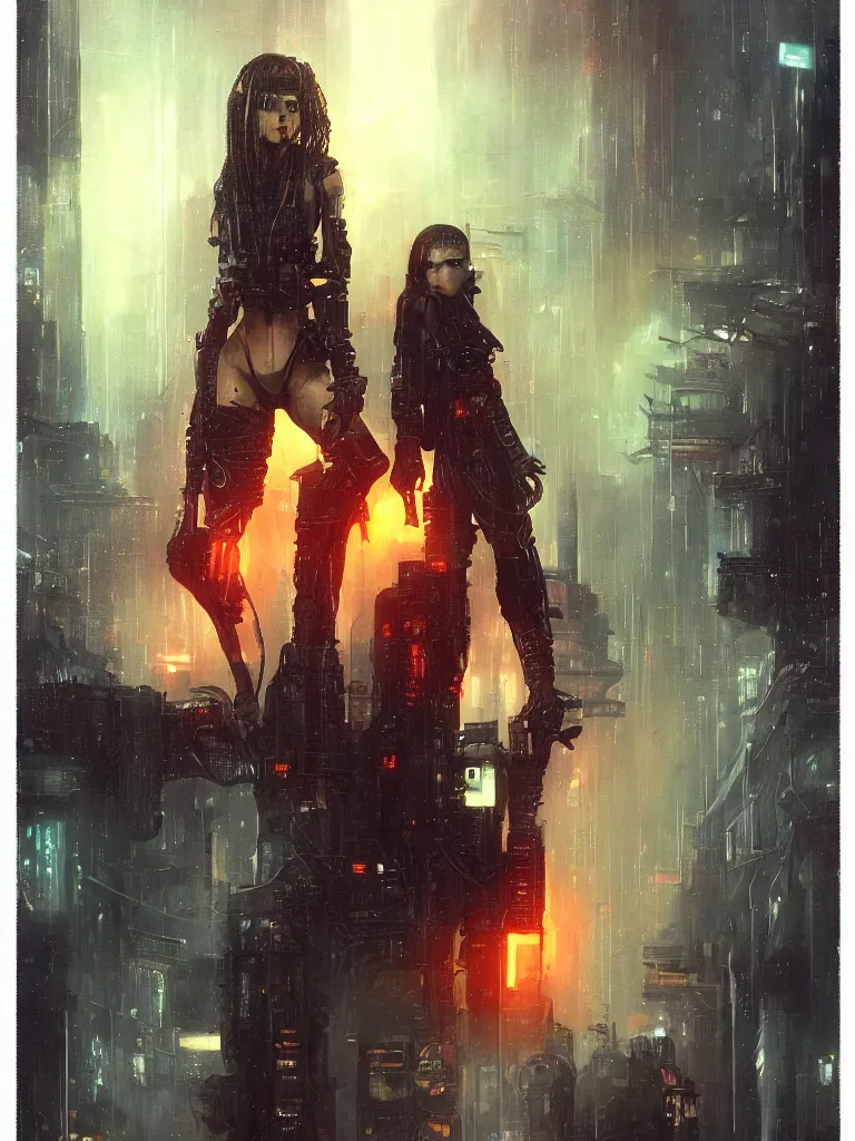 Image similar to a hyperrealistic cyberpunkpunk portrait of a gorgeous woman in the movie Bladerunner 2046, with dead trees and orange pollution, award-winning, masterpiece, in the style of Tom Bagshaw, Cedric Peyravernay, Peter Mohrbacher