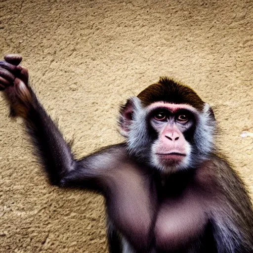 Image similar to high quality portrait of a monkey in front of eiffel tower, studio photograph, photograph, realistic photo, 8k photo, 4k photo, stock photo, high resolution, cinematic shot, high detail