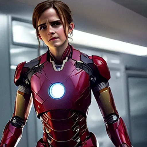 Image similar to a still of emma watson in iron man