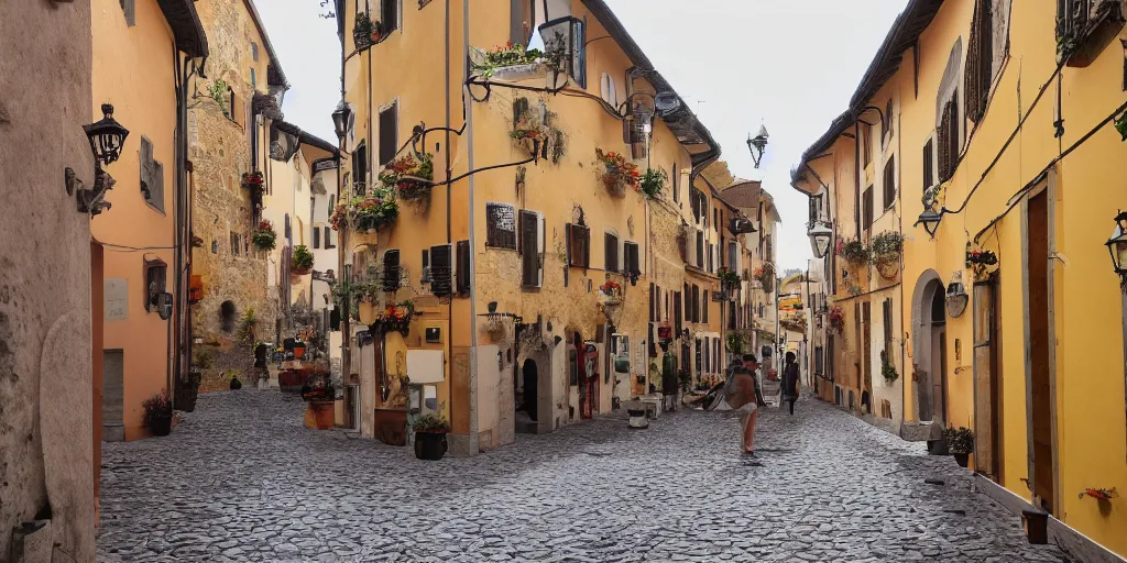 Image similar to photo of an small cozy italian town