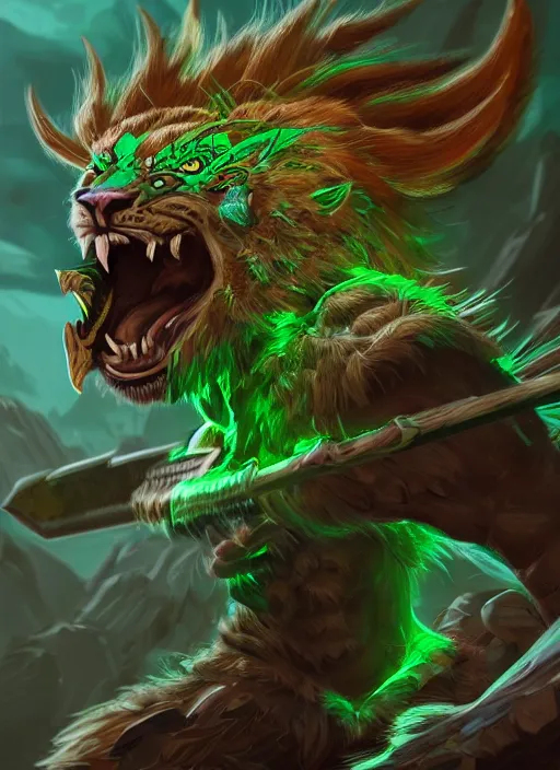 Image similar to a highly detailed illustration of fierce young aztec jaguar warrior boy wearing green jaguar mane, heroic roaring wielding aztec sword pose, muscular, intricate, elegant, highly detailed, centered, digital painting, artstation, concept art, smooth, sharp focus, league of legends concept art, wlop