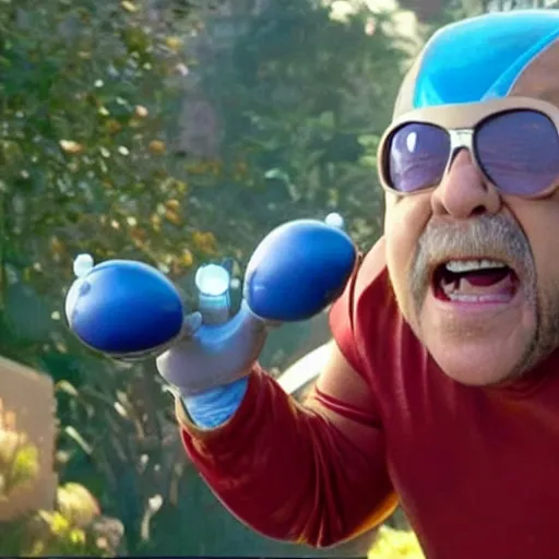 Image similar to Danny Devito playing Doctor Robotnik, in the new action-movie Sonic, full-cosplay