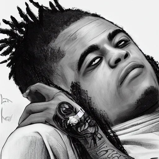 Prompt: “xxxtentacion watching his funeral, realistic, 8k, portrait, hyper realism”