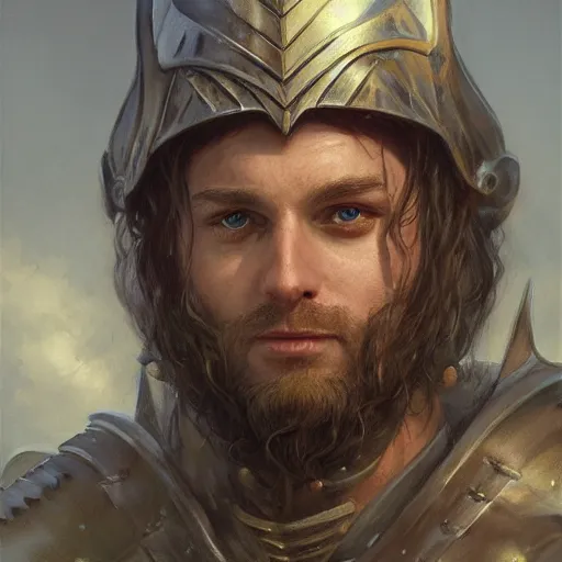 Prompt: me bean as a realistic fantasy d & d knight, closeup portrait art by donato giancola and greg rutkowski, realistic face, digital art, trending on artstation