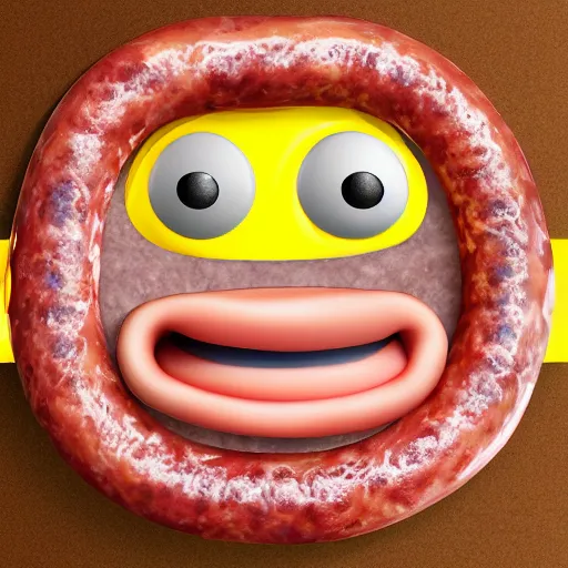 Image similar to photorealistic smile funny sausage