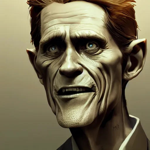 Prompt: portrait of willem dafoe the bogeyman, bleak and oppressive atmosphere, distress, mattepainting concept blizzard pixar maya engine on stylized background splash comics global illumination lighting artstation, sharp focus, lois van baarle, ilya kuvshinov, rossdraws