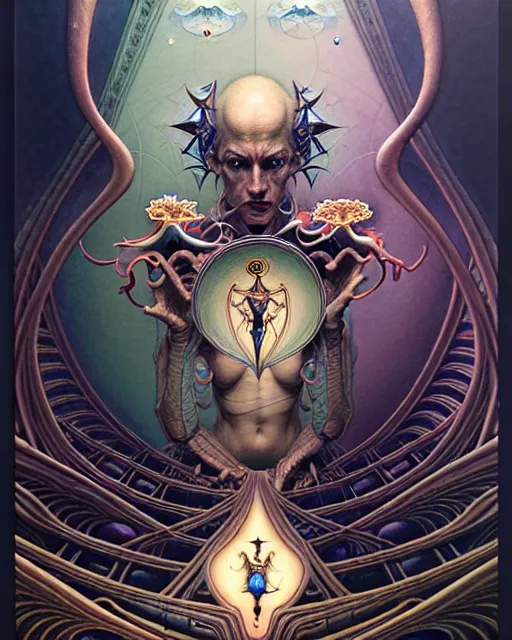 Prompt: man upside down tarot card, fantasy character portrait made of fractals, ultra realistic, wide angle, intricate details, the fifth element artifacts, highly detailed by peter mohrbacher, hajime sorayama, wayne barlowe, boris vallejo, aaron horkey, gaston bussiere, craig mullins