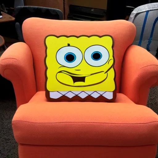 Image similar to spongebob in the shape of a comfy chair