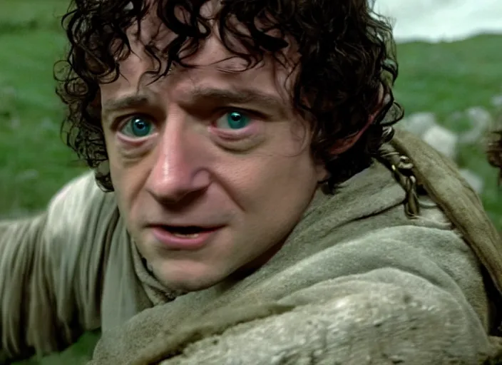 Image similar to film still of bernie sanders as frodo in lord of the rings movie, 8 k