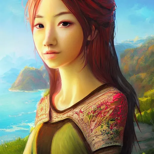 Image similar to a portrait of a character in a scenic environment by liangxing