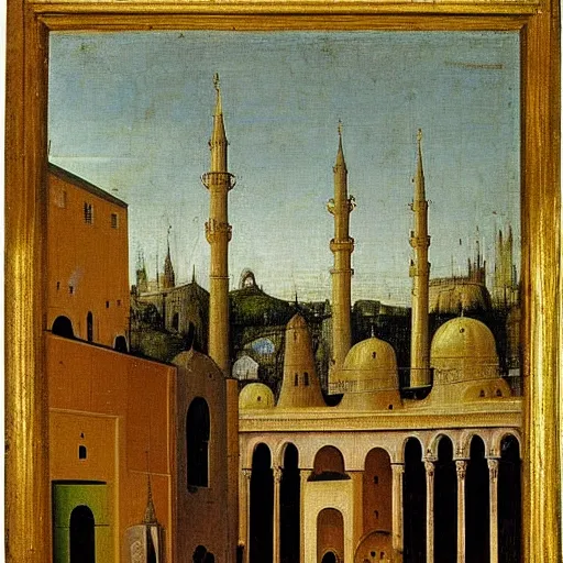 Prompt: ottoman mosque by hieronymus bosch