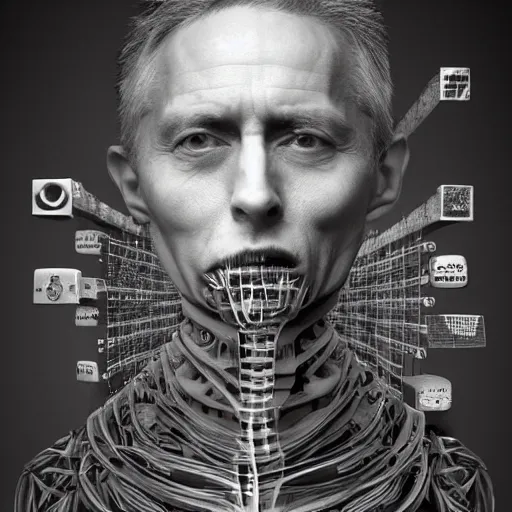 Image similar to a little time and a lot of latent space stands a man with infinite faces all, neuromorphicly engineered computationally, high level of detail, surrealism