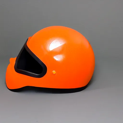 Prompt: helmet that looks like an orange fruit, peel