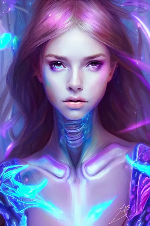 Prompt: a photographic portrait of an attractive young girl, partially clothed in ethereal armor, surrounded by colorful transparent plasma, emitting psychic powers, beautiful bone structure, perfectly proportioned face, perfect eyes, intricate, elegant, highly detailed, hyper detailed, trending on tumblr, by artgerm, by loish, fantasy scene, fantasy aesthetic, trending on Artstation