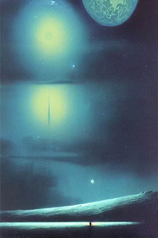 Image similar to emissary space by arthur haas and bruce pennington and john schoenherr, cinematic matte painting, photo realism, dark color palate, blue hour light snow