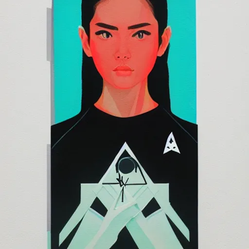 Prompt: Nike x Alyx x Star Trek Painting by Sachin Teng, asymmetrical, Organic Painting , Matte Painting, geometric shapes, hard edges, graffiti, street art,:2 by Sachin Teng:4