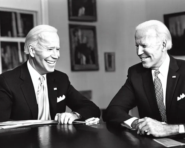 Image similar to president joe biden face to face with president joe biden, nikon 3 5 mm, photograph